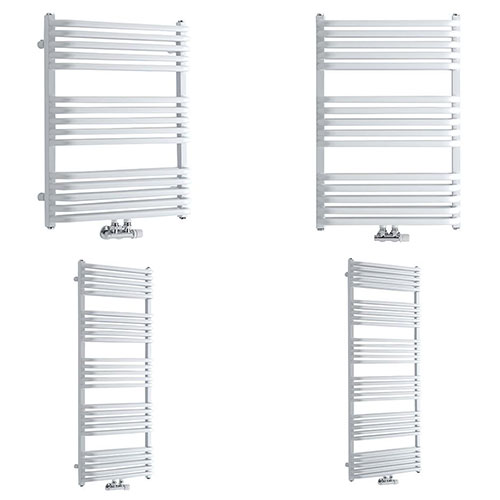Milano Bow - White D Bar Heated Towel Rail - Various Sizes 1 Milano Bow - White D Bar Heated Towel Rail - Various Sizes